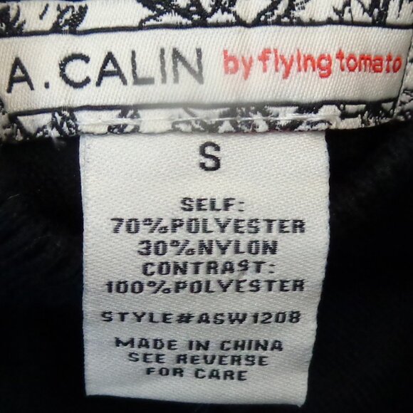 A. Calin by Flying Tomato Size Small Black Sweater With Gold Bling Sleeves - Picture 3 of 8